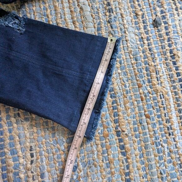 Denim Over The Knee Boots 9 Pointed Toe Distressed Tall Heels Y2K Wood Block Hee - Picture 8 of 10